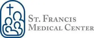 A gray and white logo of st. Francis medical center